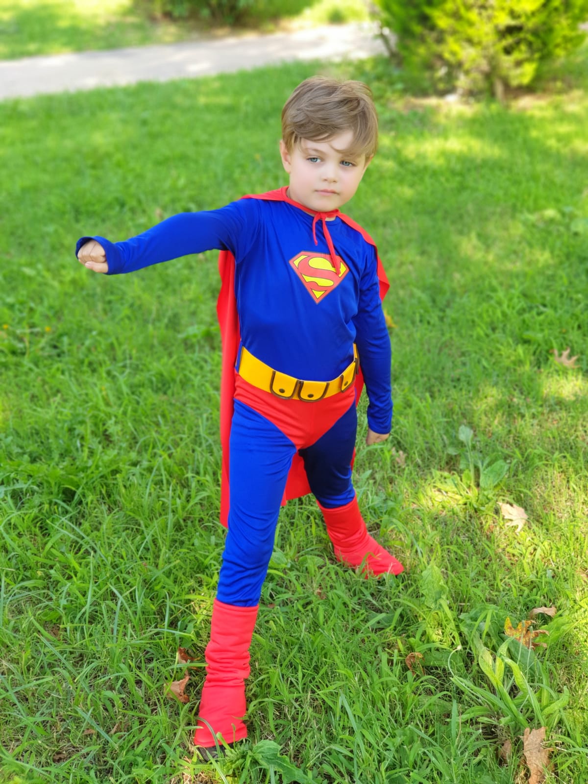 Erkek Çocuk Superman Kostümü - Pelerinli Süper Kahraman Doğum Günü ve Partisi Kostüm Seti