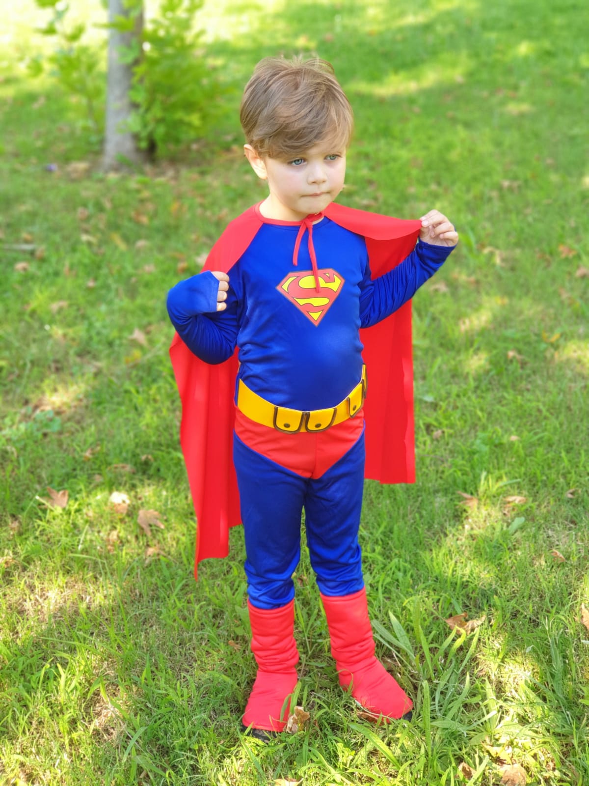 Erkek Çocuk Superman Kostümü - Pelerinli Süper Kahraman Doğum Günü ve Partisi Kostüm Seti