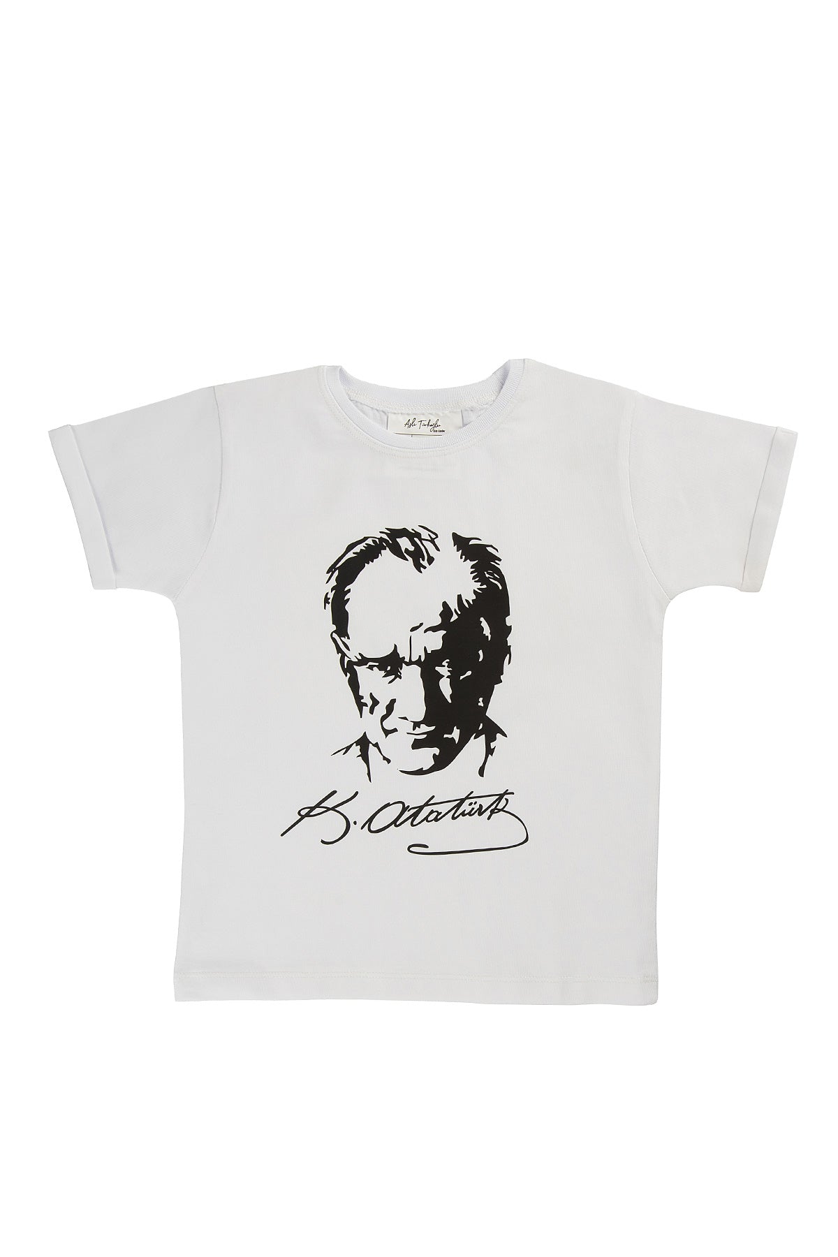 Atatürk Baskılı Beyaz Çocuk Tişört | %100 Pamuk 3-10 Yaş