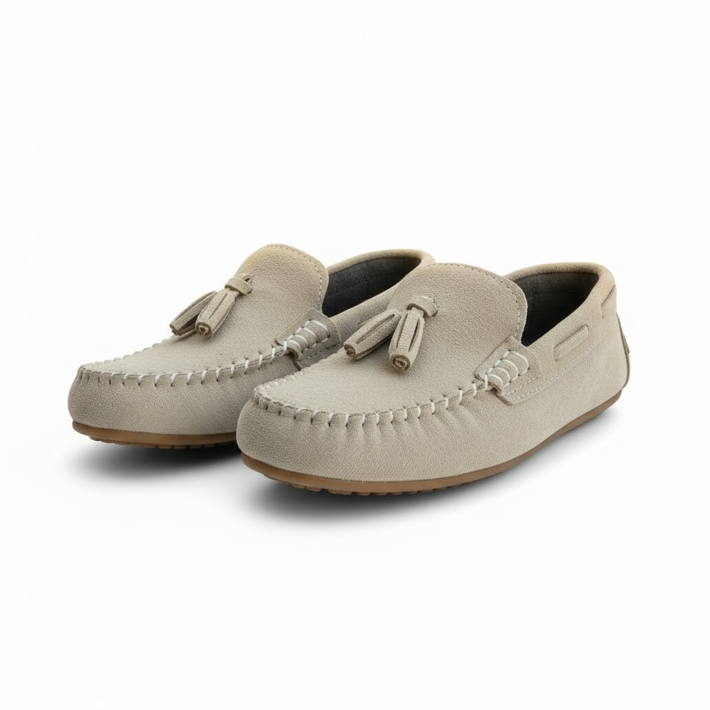 Bej püsküllü çocuk loafer ayakkabı - görsel 3