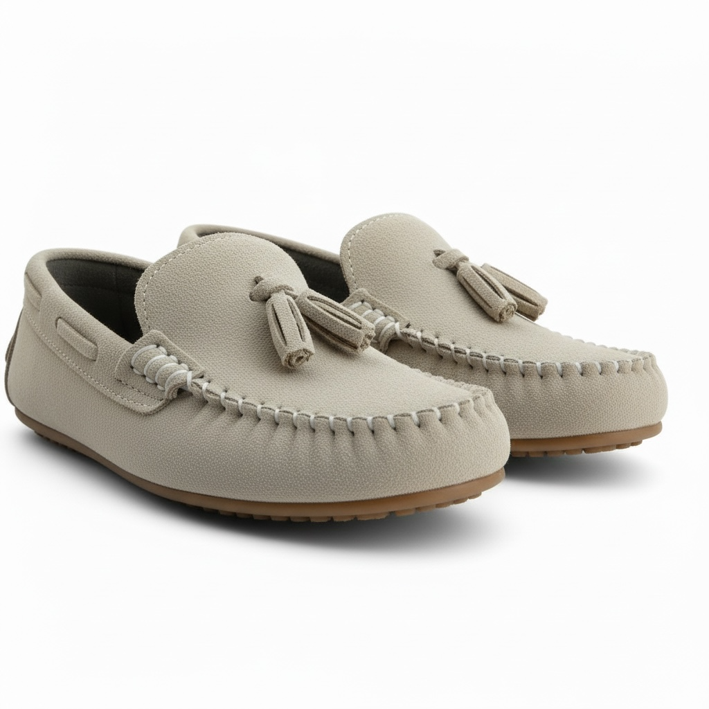 Bej püsküllü çocuk loafer ayakkabı - görsel 4