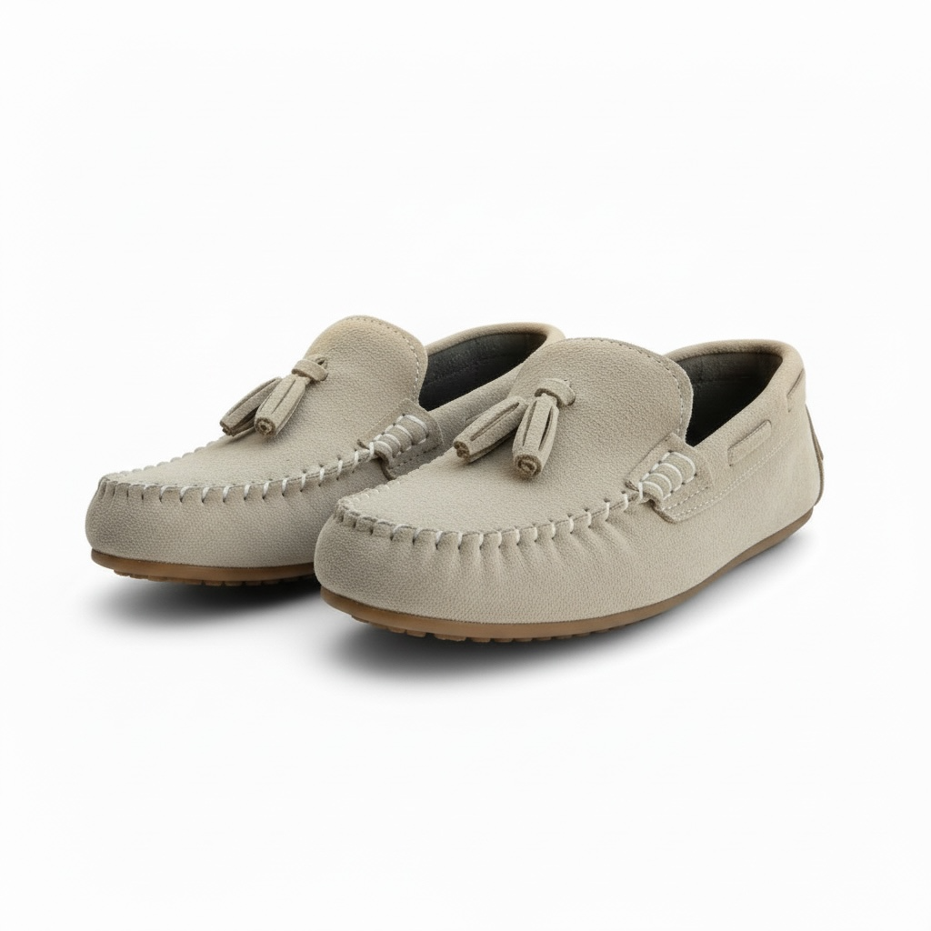 Bej püsküllü çocuk loafer ayakkabı - görsel 6