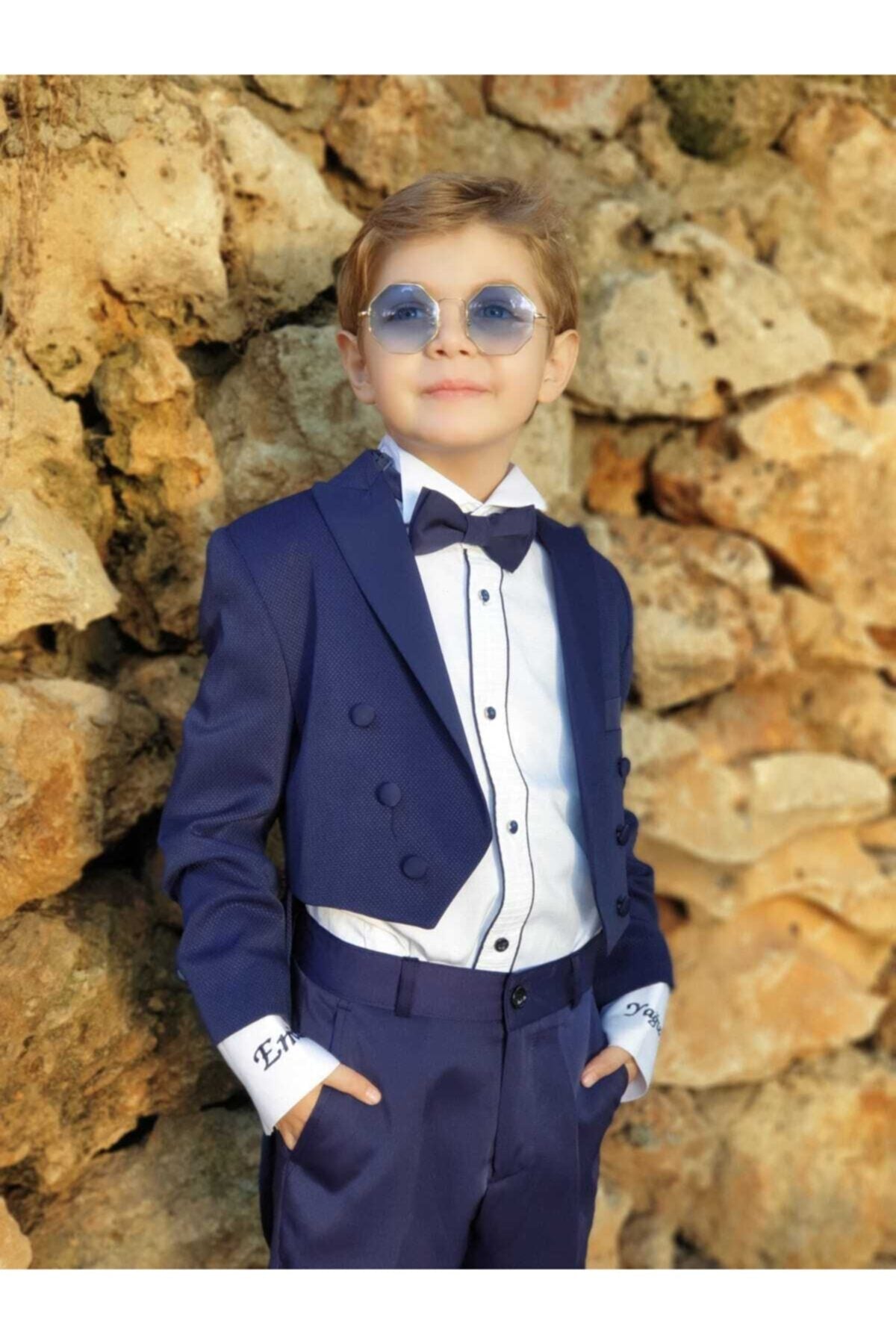 Erkek Çocuk Lacivert Frak Smokin Takım
