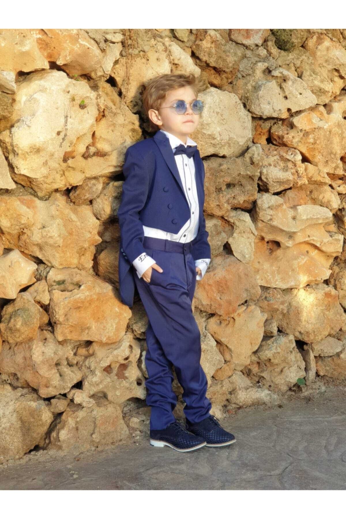 Erkek Çocuk Lacivert Frak Smokin Takım