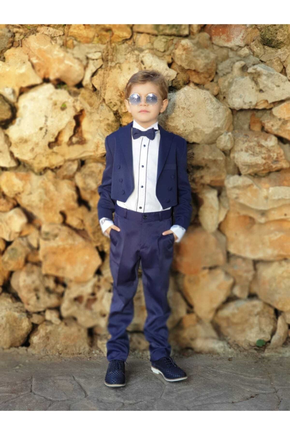 Erkek Çocuk Lacivert Frak Smokin Takım