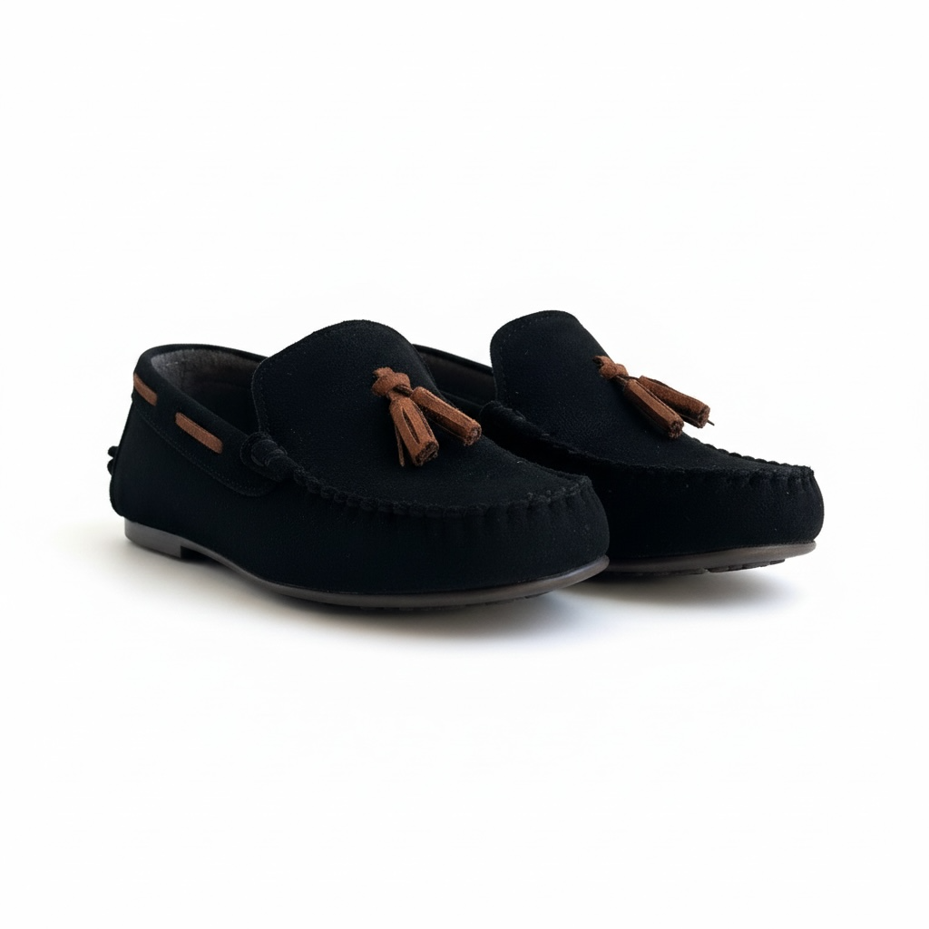 Siyah püsküllü çocuk loafer ayakkabı - görsel 11