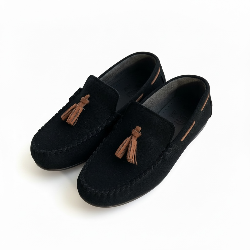 Siyah püsküllü çocuk loafer ayakkabı - görsel 3