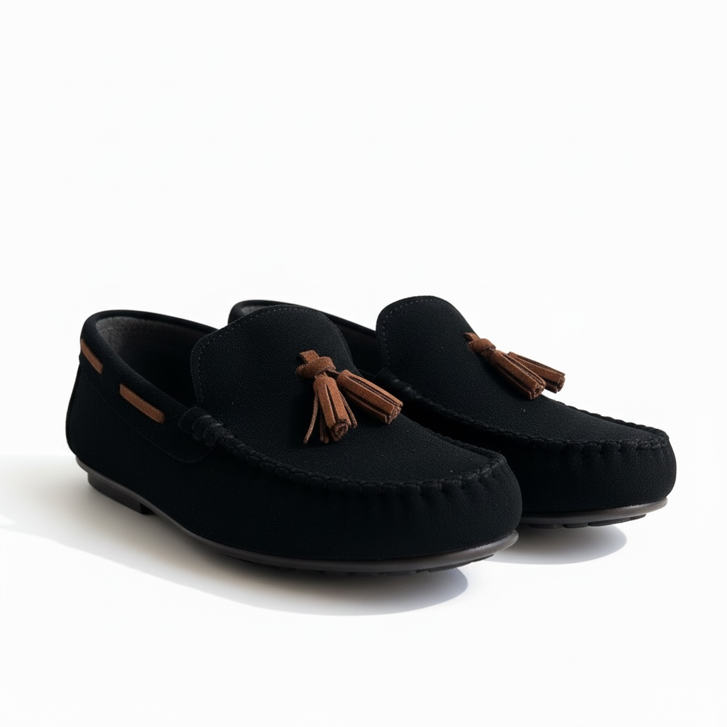 Siyah püsküllü çocuk loafer ayakkabı - görsel 6