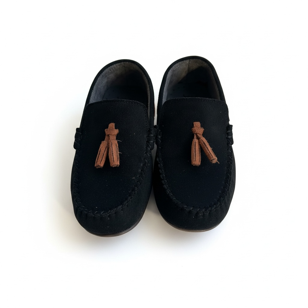 Siyah püsküllü çocuk loafer ayakkabı - görsel 7