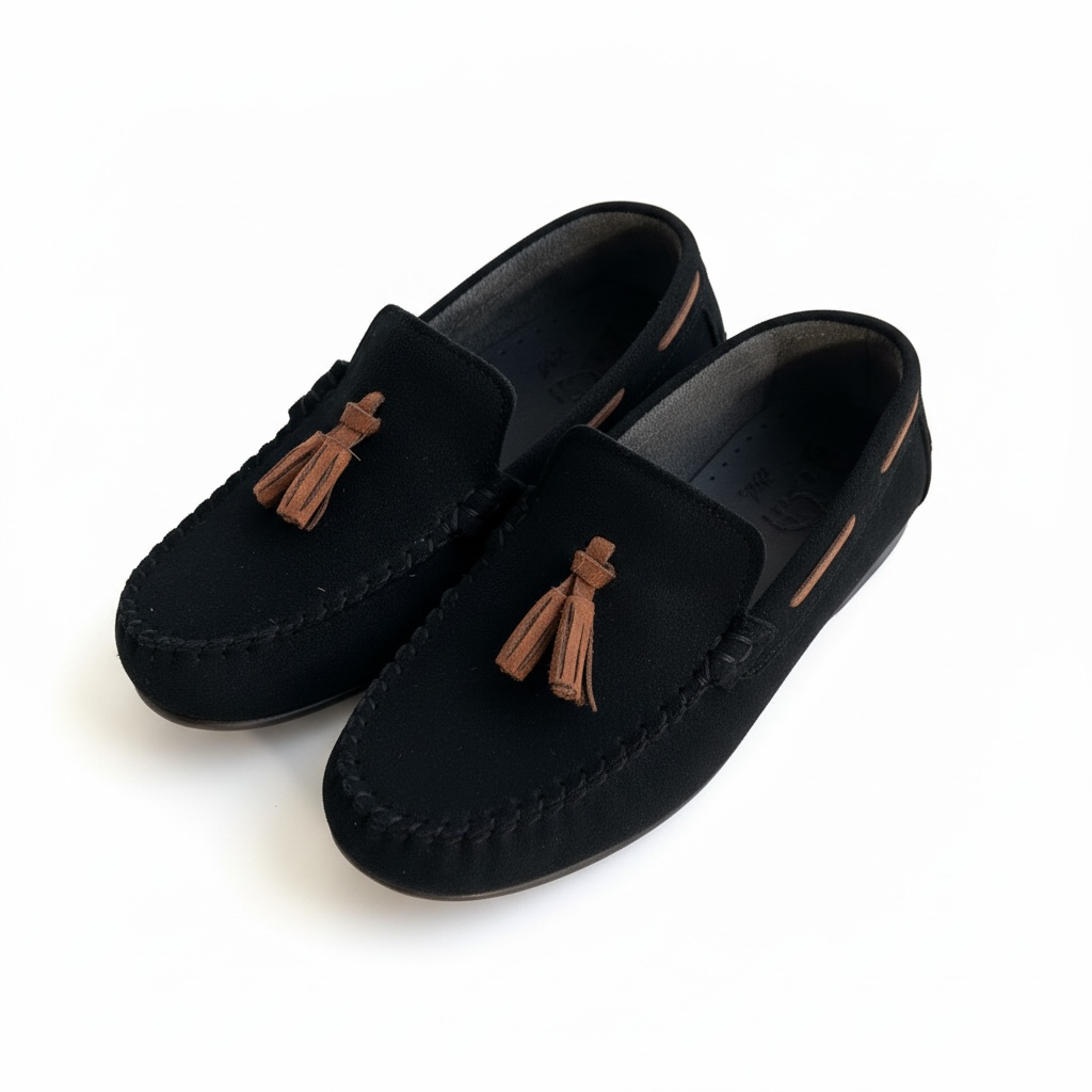 Siyah püsküllü çocuk loafer ayakkabı - görsel 9
