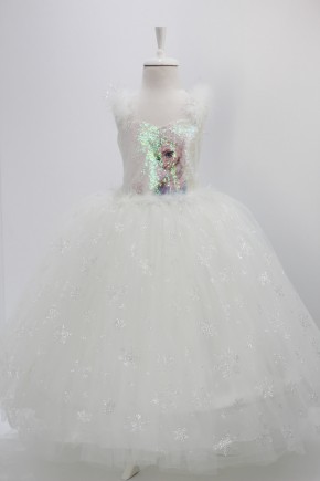 Beyaz Resimli Elsa Kostüm