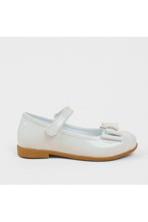 Kız Çocuk Beyaz Babet – Taş Detaylı Fiyonklu Kız Çocuk Beyaz Babet – Taş Detaylı Fiyonklu